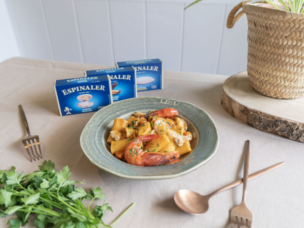 Rigatoni alla Marinara with Mussels, Clams and Baby Squid - Espinaler